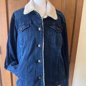 Coldwater Creek Dark Blue Sherpa-Lined Jacket